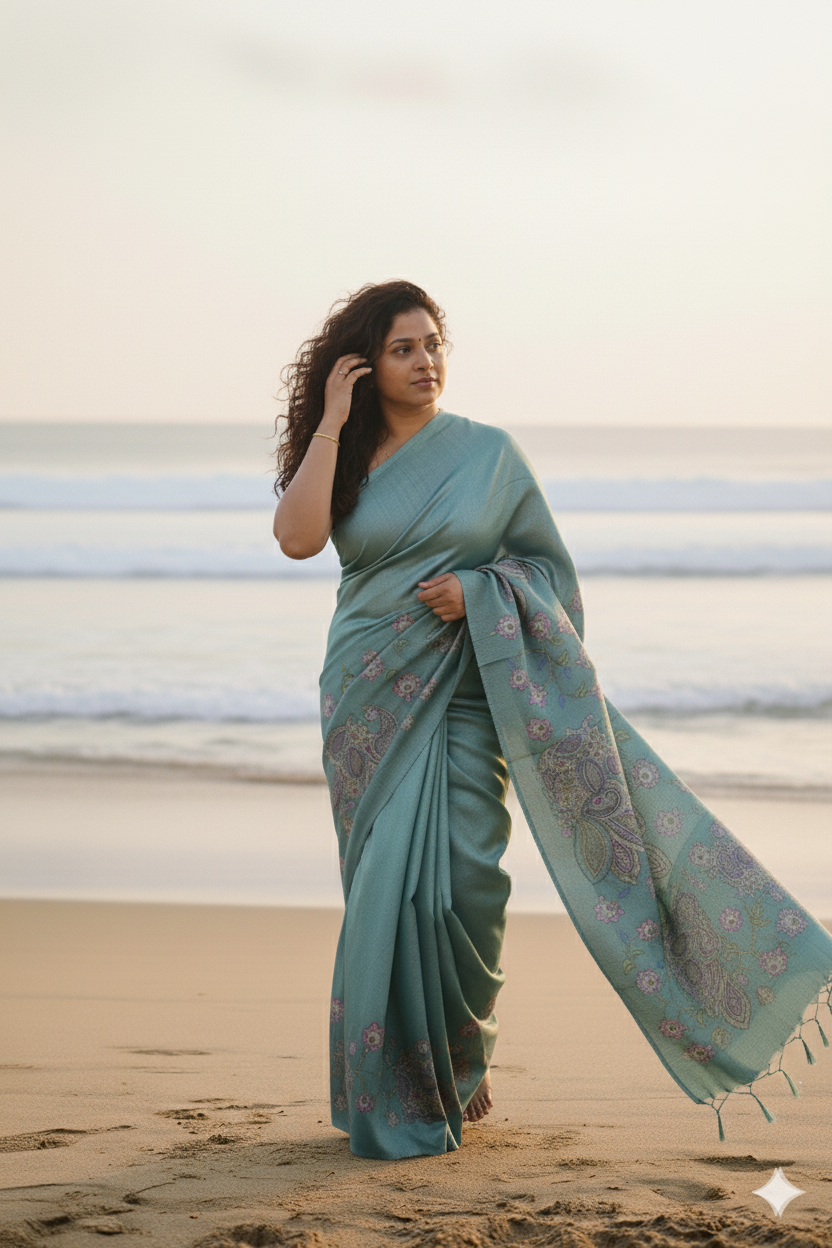 Kalamkari Printed Tussar Silk Sarees