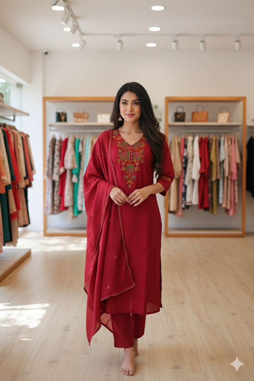Premium Chenderi Silk Suit
