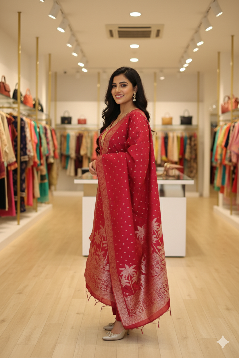 Premium Silk Suit with Banarasi Dupatta