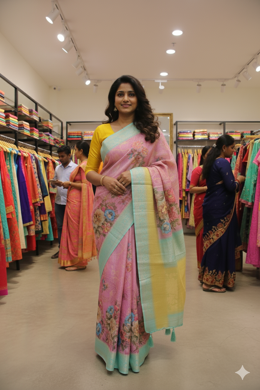 Lavender Chanderi Silk Saree