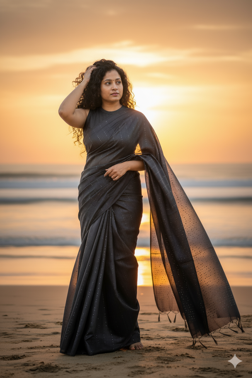 Moonga Silk Saree with Sequin Work